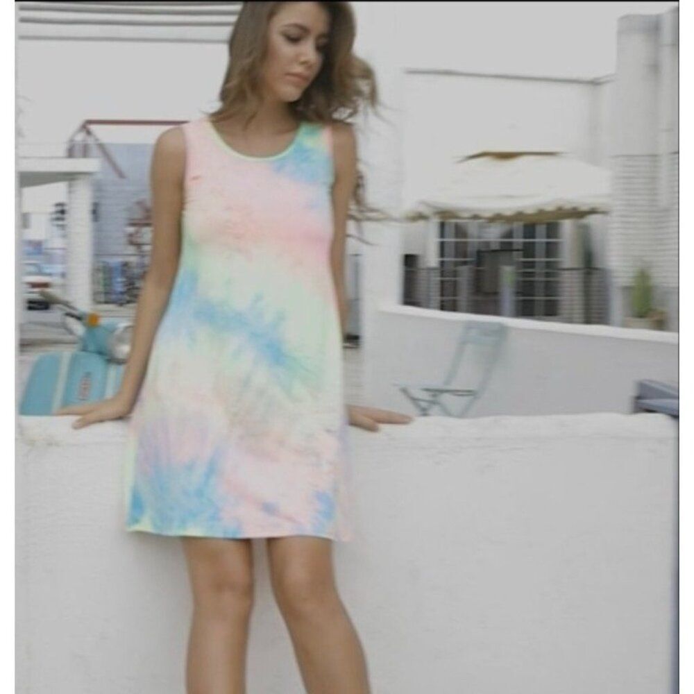 Aphratti Tie Dye Women Sleeveless Beach Cover-Up Summer Dress Size S NWT